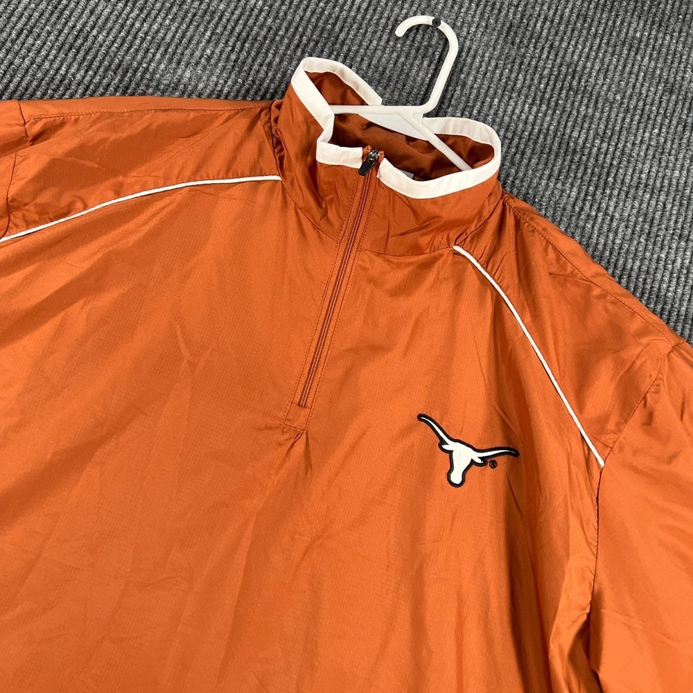 Vintage Texas Longhorns Windbreaker‎ Jacket Mens Large Burnt Orange 1/4 Zip Mesh